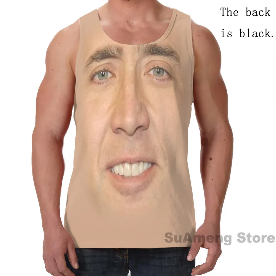 Майка с забавным принтом для мужчин и женщин топ узором лиц Николая клетка (3)