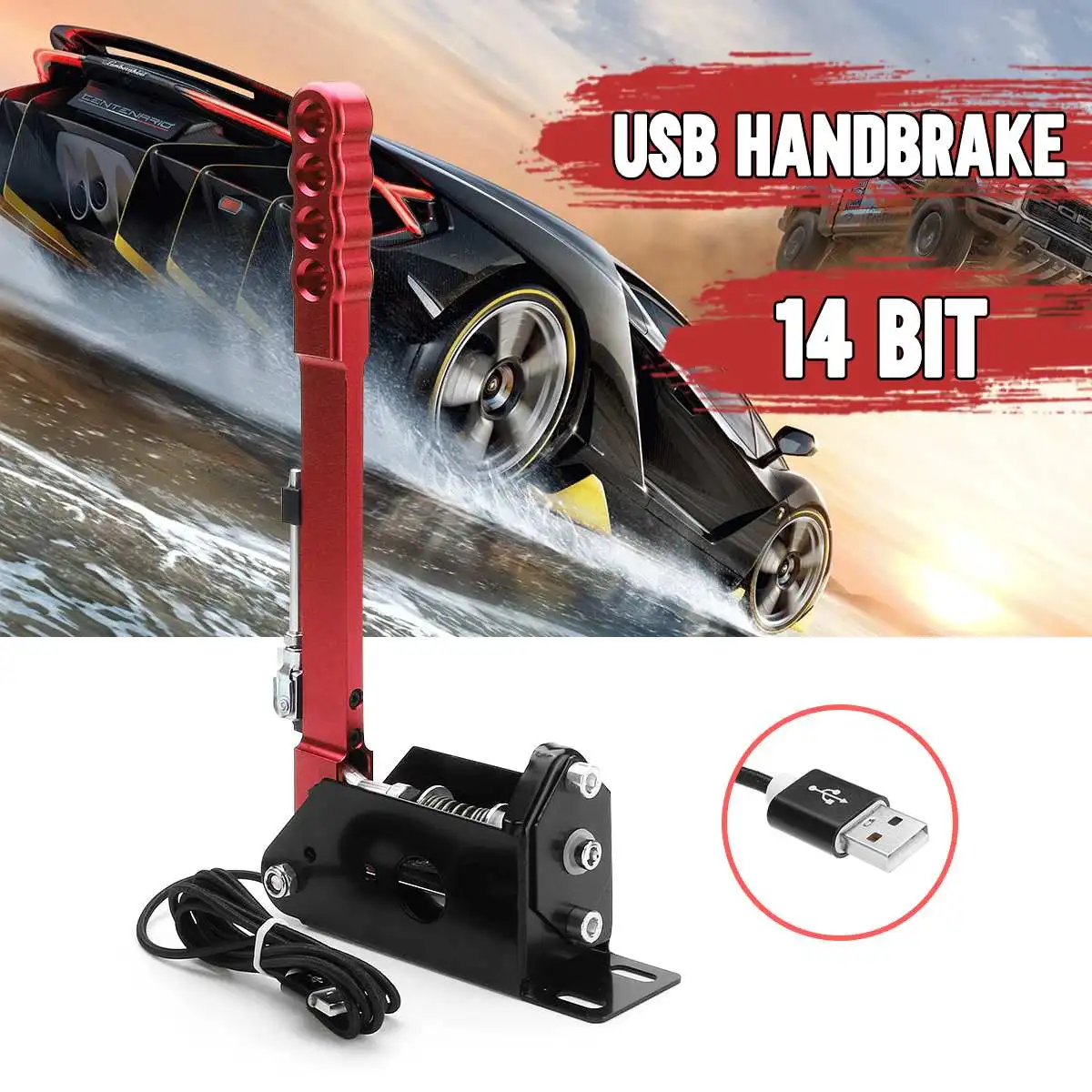 Red 3 Color Universal-16Bit Hall Sensor USB Handbrake Drift Sensor Control Adjustable Height Clamp for G25 G27 G29 T500 DIRT-RALLY - Color: Red