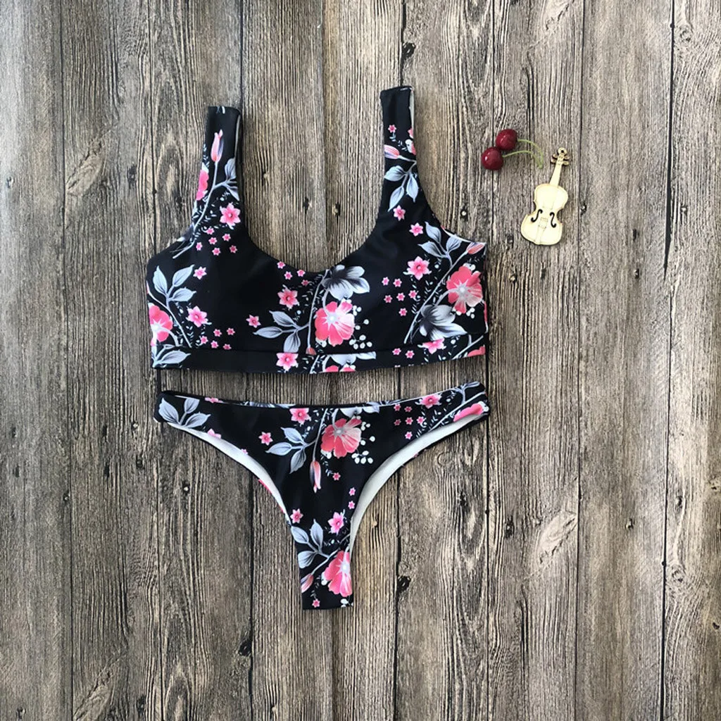 Womail для женщин плюс размеры лотоса купальник с принтом листьев Высокая талия