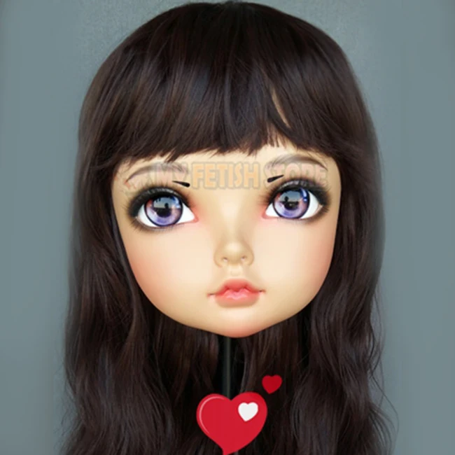 

(Tao-03)Female Sweet Girl Resin Half Head Kigurumi BJD Eyes Crossdress Cosplay Japanese Anime Role Lolita Mask With Eyes And Wig
