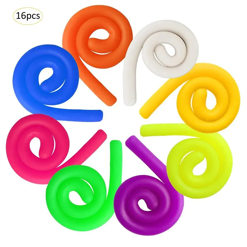 16PCS Anti-stress Decompression Rope TPR Soft Rubber Noodle Adult Anti-anxiety Toy Elastic Children Gift Wholesale | Игрушки и хобби