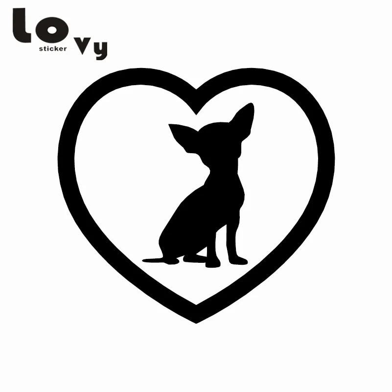 Милый Чихуахуа Сердце Собака стикер на стену животное из мультфильма виниловое