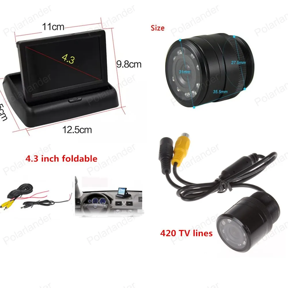 4 3 дюймовый складной tft ЖК монитор с задней камерой 8 LED|tft lcd monitor|lcd monitorfoldable |