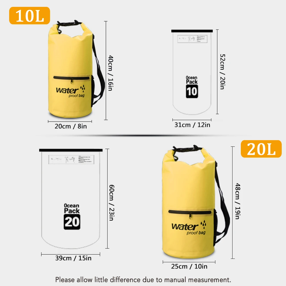10L / 20L открытый плавательный сумка Водонепроницаемый сухой мешок плавающей Сумки