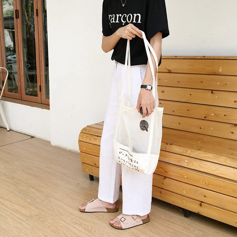 Youda оригинальная японская открытая пляжная сумка с вышитыми буквами на плечо