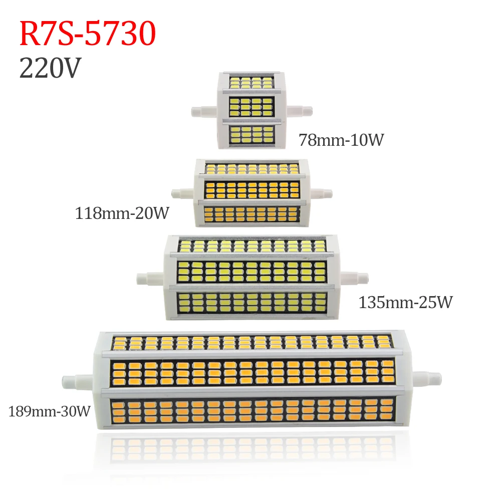 Новинка SMD 5730 R7S Светодиодная лампа 200 в 220 230 240 В r7s 78 мм 118 135 189 Точечный светильник