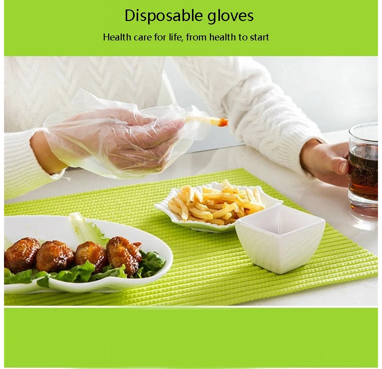 500 PCS/pack Food Grade Plastic Transparent Disposable Gloves BBQ film gloves Cooking Kitchen Tools Dining Bar Accessories | Дом и сад