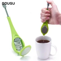 high quality tea infuser push pluger silicone reusable tea bag plastic teacoffee strainer measure swirl steep stirpress