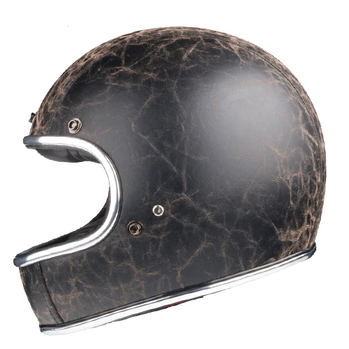 smoke black leather Полный шлем rcycle moto rcycle retro casco de moto jet capacetes de moto ciclista внедорожный Томпсон cascos para moto - Цвет: smoke black leather