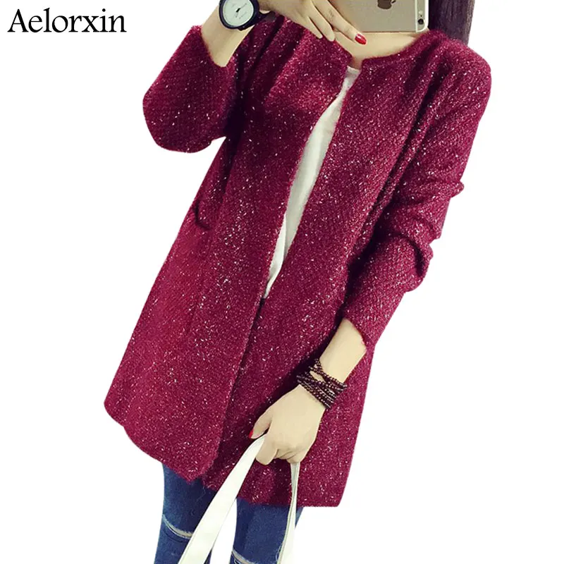 Распродажа женский длинный кардиган с карманами теплые вязаные женские свитера