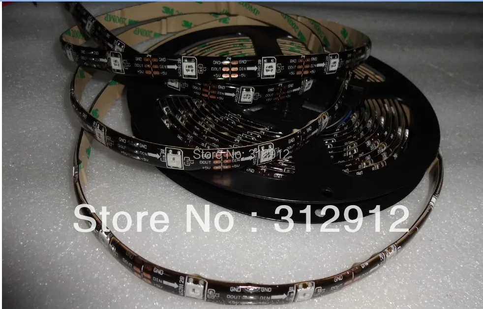 5 м DC5V черная печатная плата WS2812B led pixel srip IP65 30 шт. WS2812B/m с пикселей