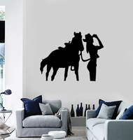 vinyl applique wall sticker cowgirl horse western home decoration fashion living room bedroom wall decoration wall stickers kt16