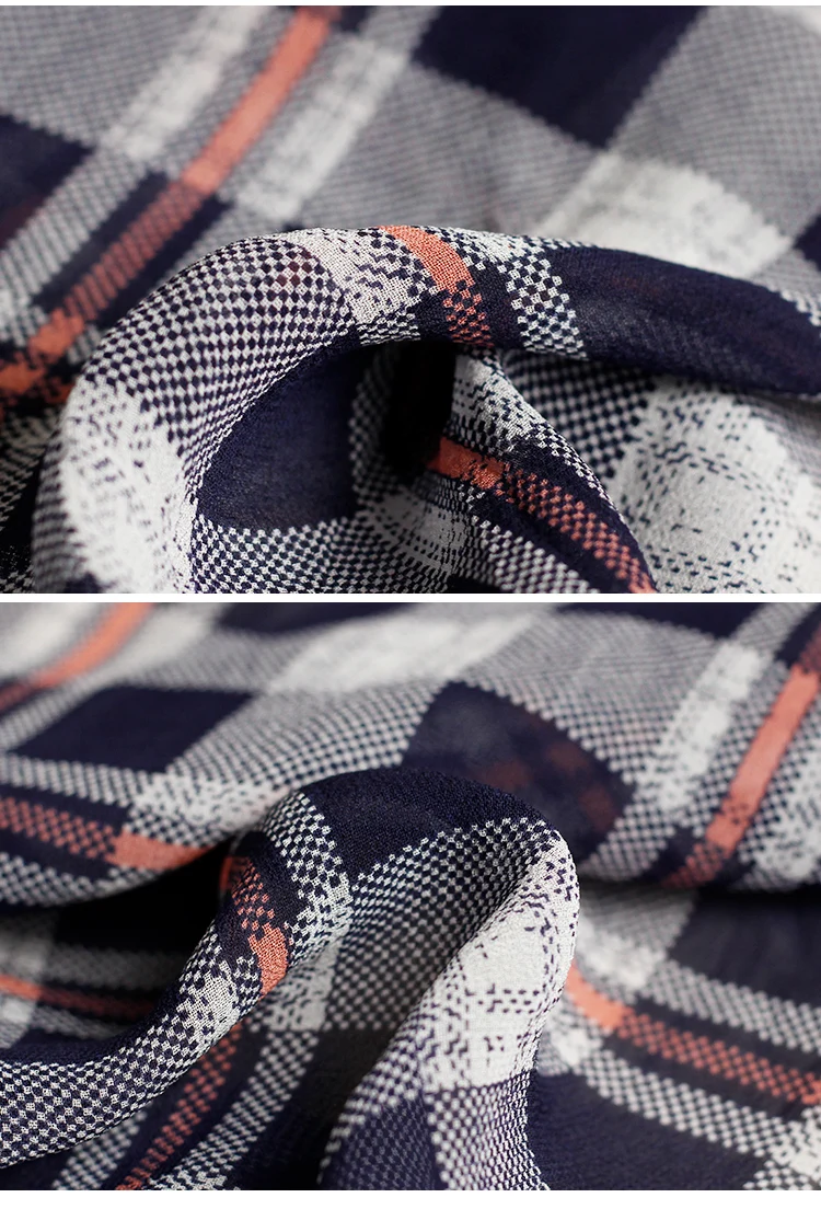 Pearlsilk 12momme Navyblue плед печатных эластичный жоржет тутового шелка материалы рубашка платье DIY Одежда ткани