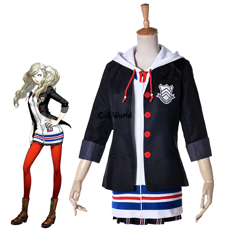 Persona 5 Anne Takamaki пантера Толстовка пальто школьная форма платье наряд игры Косплей