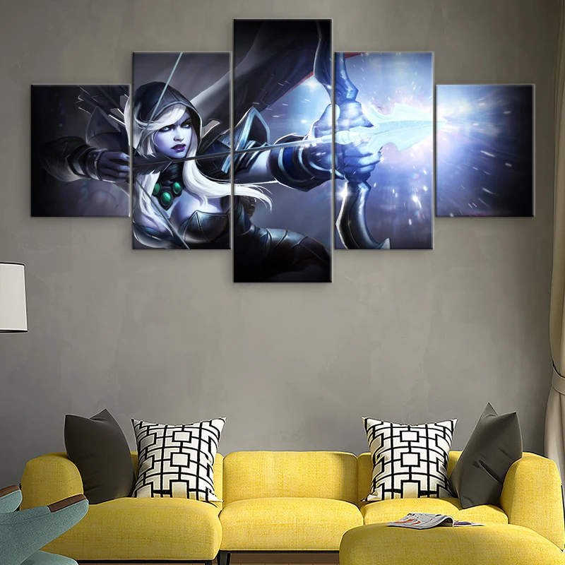 5 панель Dota 2 Drow Ranger холст печать игра постер Настенный декор живопись для