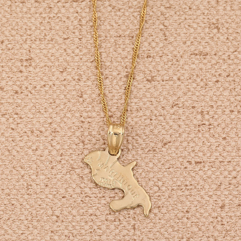 Карта Мартиники Ожерелье Подвески для женщин золотой цвет ювелирные изделия