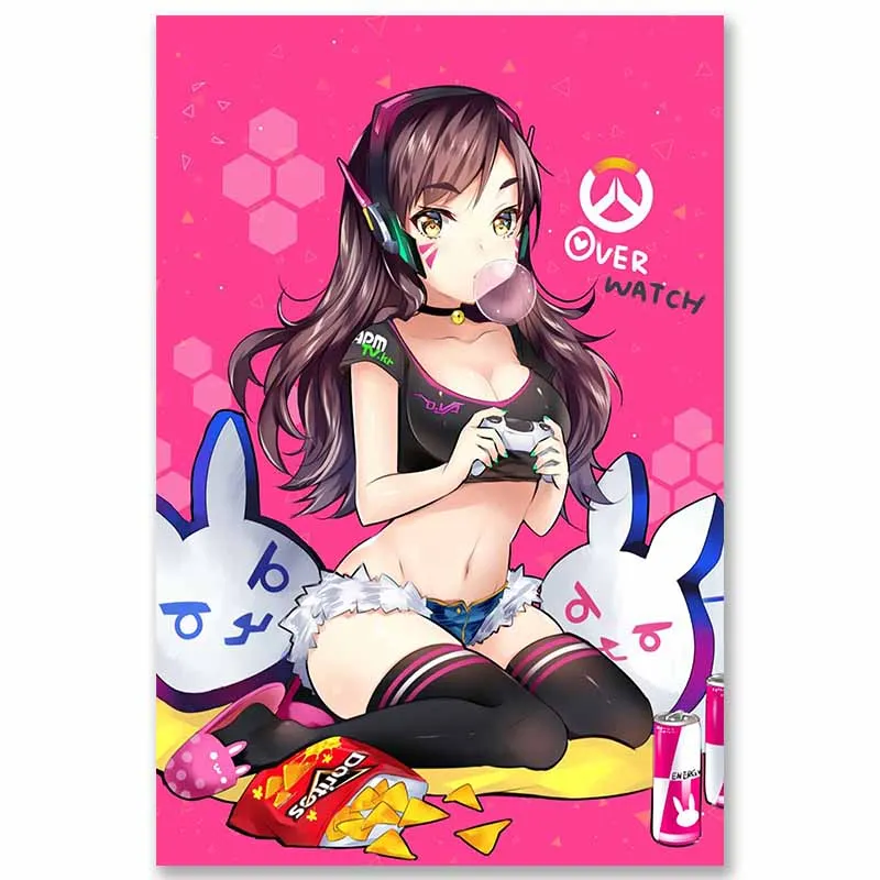 Overwatchs плакат d. va картина аниме настенные художественные шелковые Поттеры для спальни домашний декор художественные принты шелковая Живопись - Цвет: 10