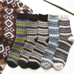 5 Pairs Random Color NEST 5 пар/партия, зимние толстые носки в национальном стиле, женские хлопковые модные теплые носки, качественные тканевые женские носки - Цвет: 5 Pairs Random Color
