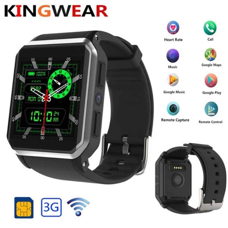 KingWear KW06 смарт-телефон 1,54 дюймов Android 5,1 Quad 8 Гб rom 3g Gps напоминание о малоподвижности Удаленная камера монитор сердечного ритма