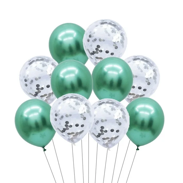 10pcs green silver 6 шт./лот, 12 дюймов, цвета шампанского, золото, розовое золото, латексные шары, розовое золото, конфетти, для свадьбы, дня рождения, вечеринки, Декор, гелиевые поставки - Цвет: 10pcs green silver