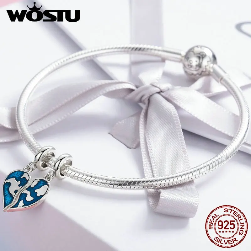 WOSTU Подвеска из настоящего серебра 925 пробы подвеска с подвеской в виде браслета