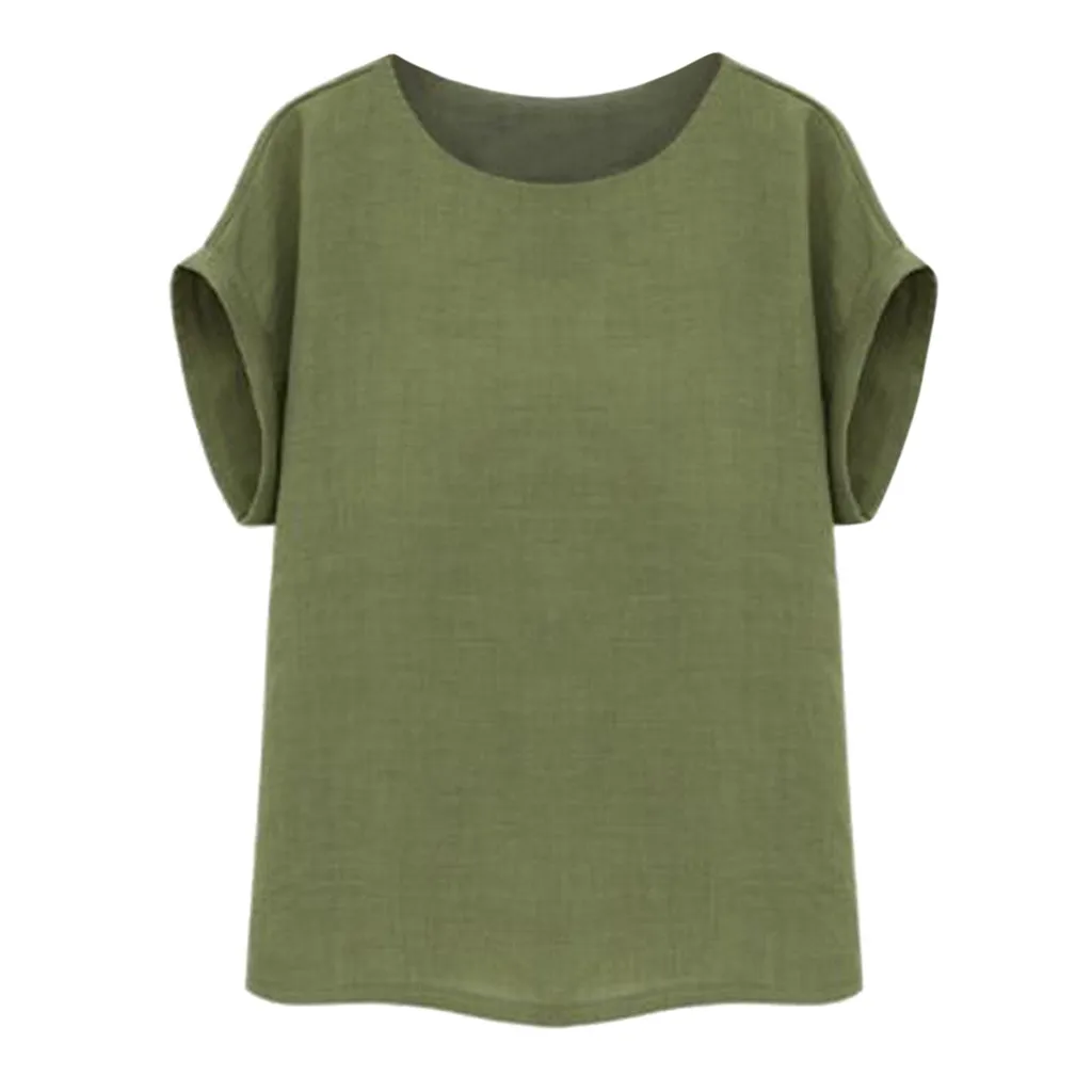 SAGACE винтажная женская футболка с коротким рукавом из хлопка и льна повседневная