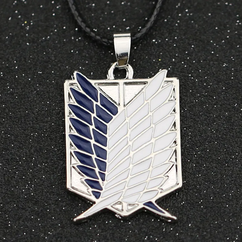Blue and White Атака на Титанов ожерелье Крылья Свободы Scout Regiment Legion Survey Recon corp. значок-Подвеска Мода Аниме торговля - Окраска металла: Blue and White