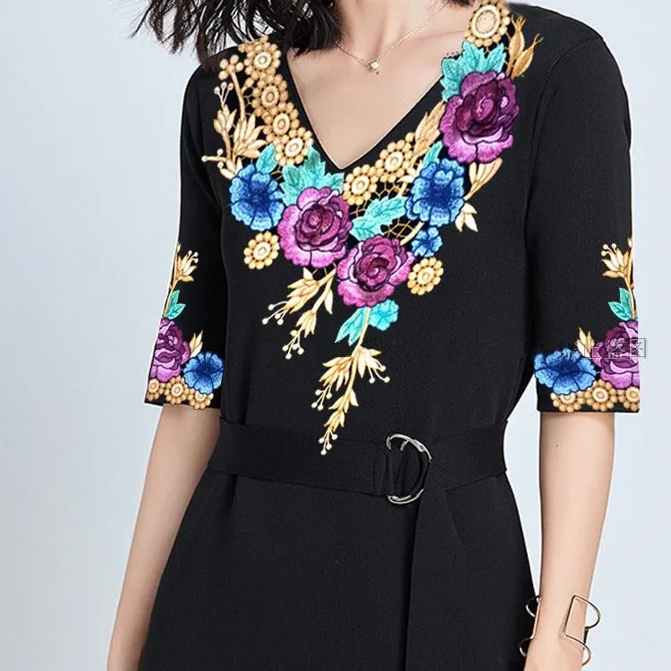 Вышивка большой цветок кружевной вырез ткань DIY воротник ткани для лоскутного