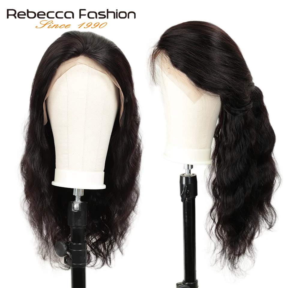 Rebecca 150% кружевные передние человеческие волосы парики 13X4 предварительно выщипанные волосы remy бразильские объемные волнистые кружевные передние парики с детскими волосами 28 дюймов