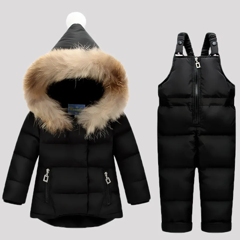 Детский пуховик на 90% утином пуху зимний комбинезон для мальчиков и девочек