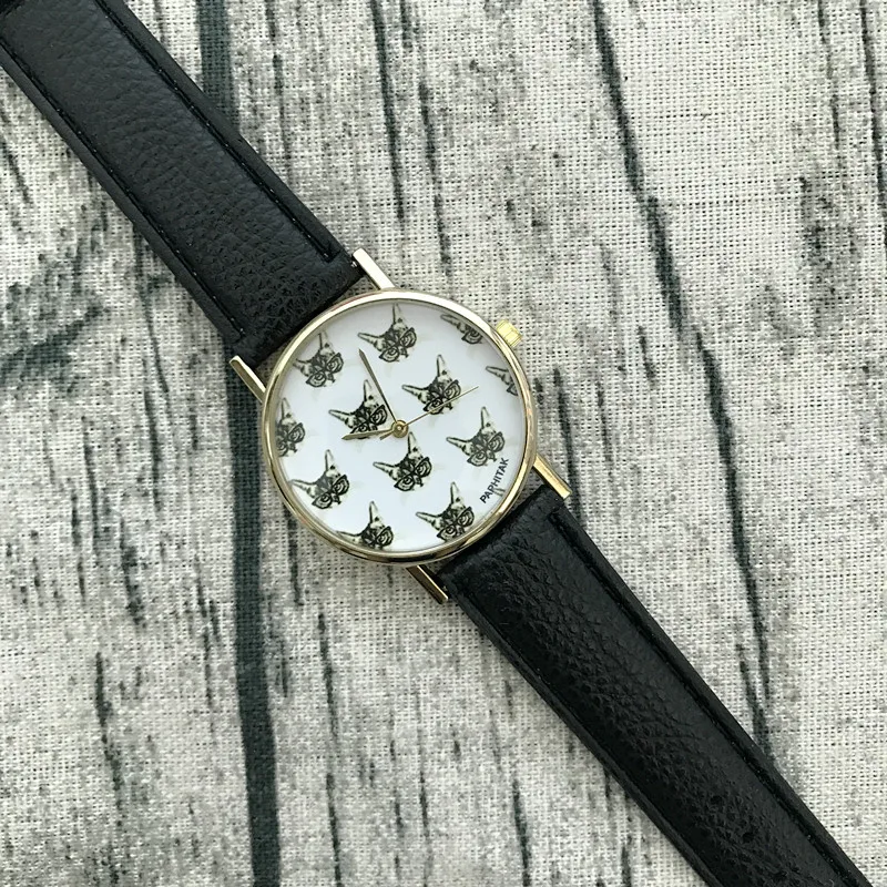 Новые модные женские кварцевые часы с милым котом и кожаным ремешком кошкой