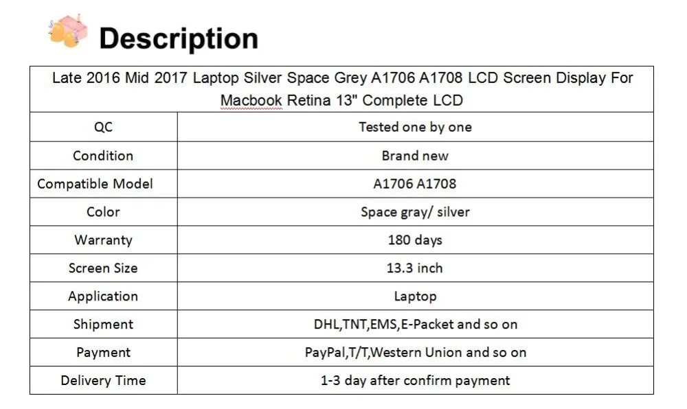 A1708 Замена ЖК-дисплея для Macbook Pro 13 A1708 экран дисплея в сборе retina A1706 ЖК Mid Late с пленкой