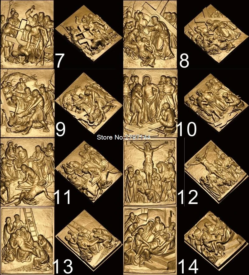 14 шт. Christ the path of Sorry 3D STL модель для резная фигура cnc машина распятие модель для ЧПУ маршрутизатор гравер ArtCam