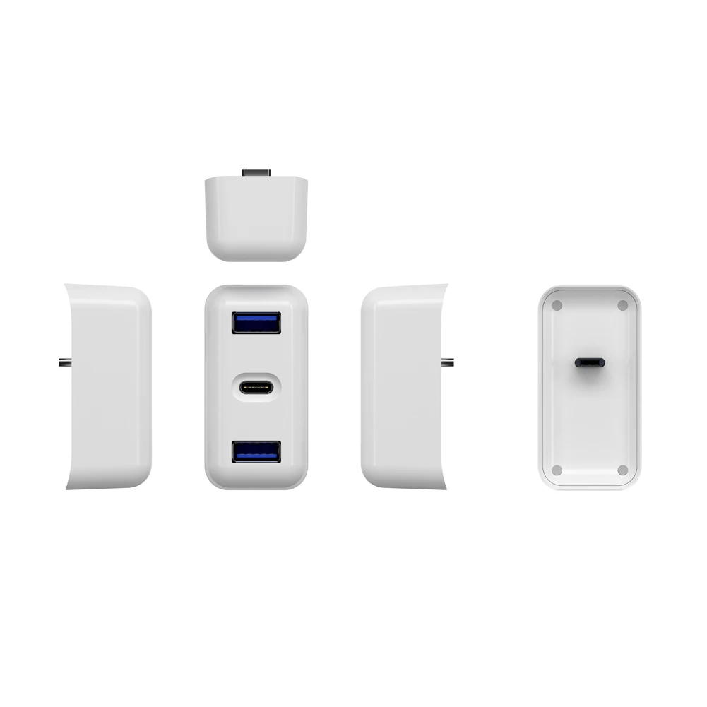 3 в 1 Зарядное устройство станции TYPE-C HUB двойной USB3.0 Мини Белый зарядка PD адаптер