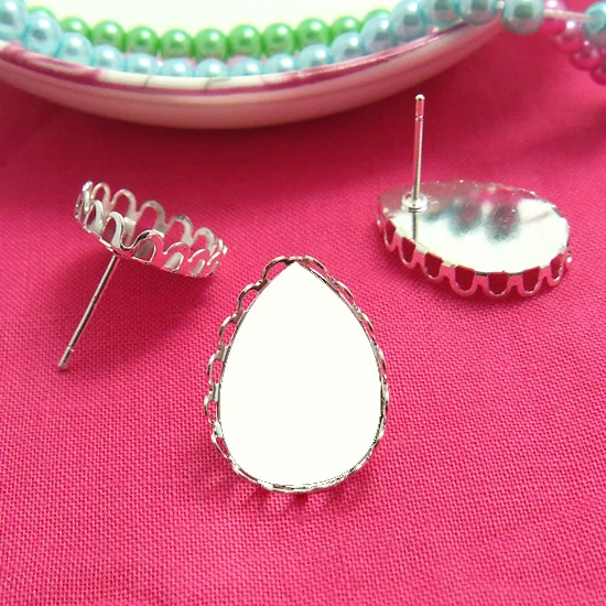 20 шт Новое поступление 2014 Сделай Сам посеребренные белые серьги гвоздики с