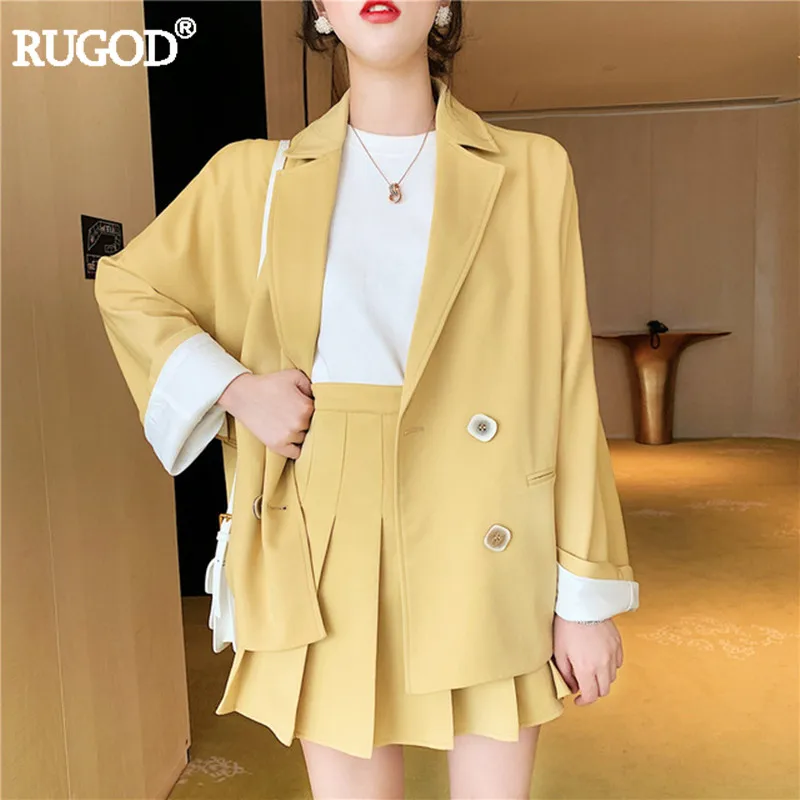 Женская плиссированная юбка RUGOD однотонная мини трапециевидной формы с высокой