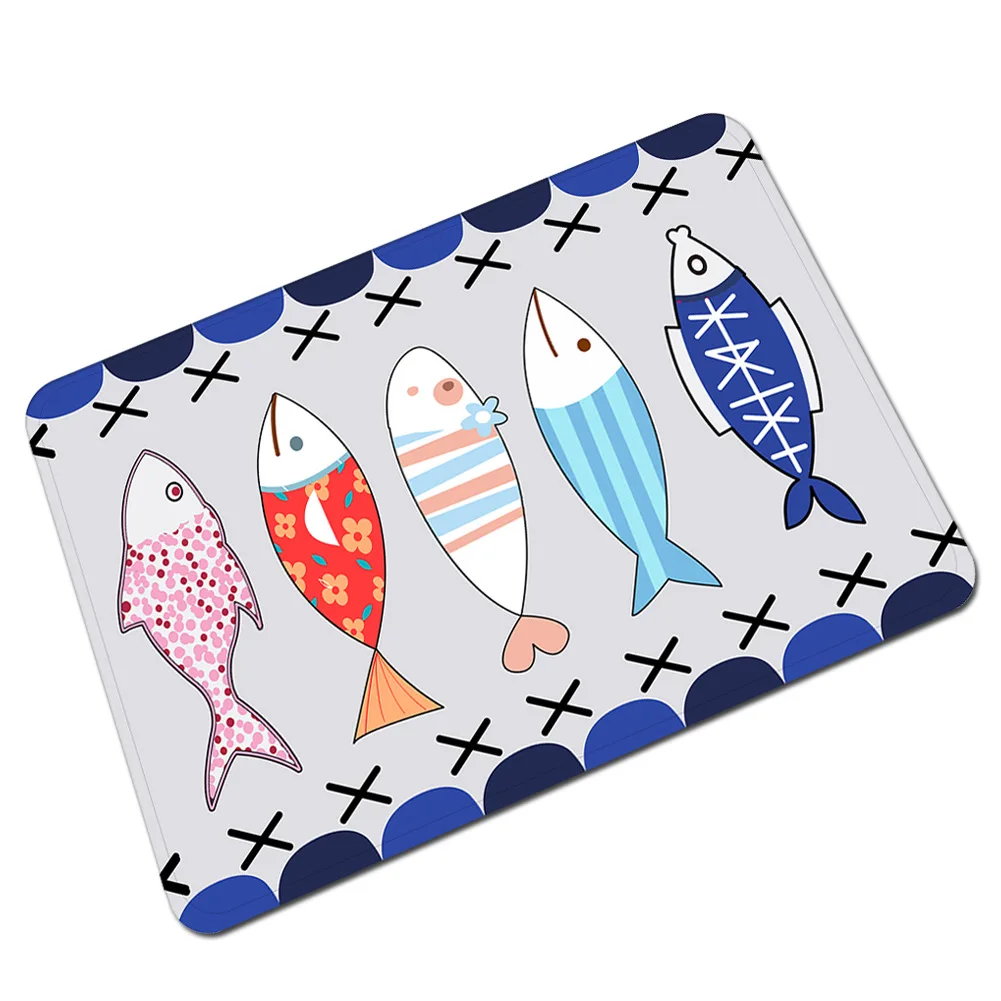 Красочные рыбы шаблон гостиной ковер входная дверь коврик моющийся фланелевый