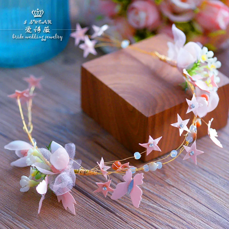 Красивая повязка на голову с супер сказочным цветком ручной работы женский