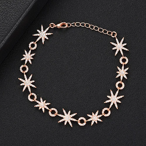 Rose Gold GODKI, модный фейерверк, панк браслеты для женщин, нежные звенья, браслет-цепочка, бусины, очаровательный браслет, богемное пляжное ювелирное изделие - Окраска металла: Rose Gold