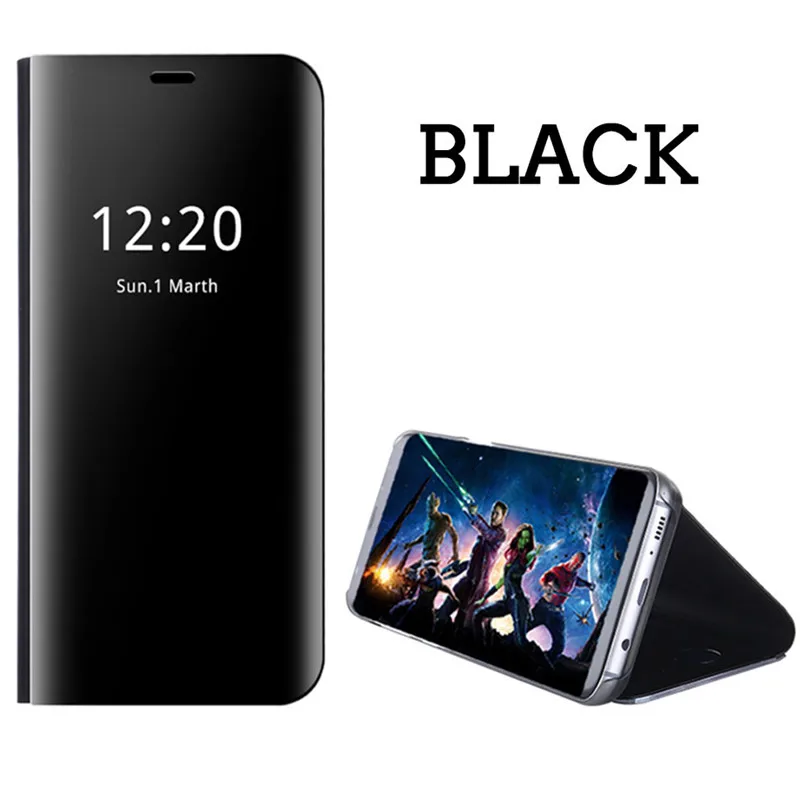 Black Зеркало Флип кожаный чехол для samsung Galaxy M10 M20 M30 A10 A20 A30 A40 A40S A50 A60 A70 A80 A90 с умным окном на заднюю панель для телефона - Цвет: Black