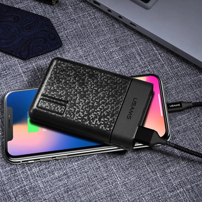 Внешний аккумулятор для iphone huawei Xiaomi оригинальный USAMS 10000 мАч Мини двойной USB