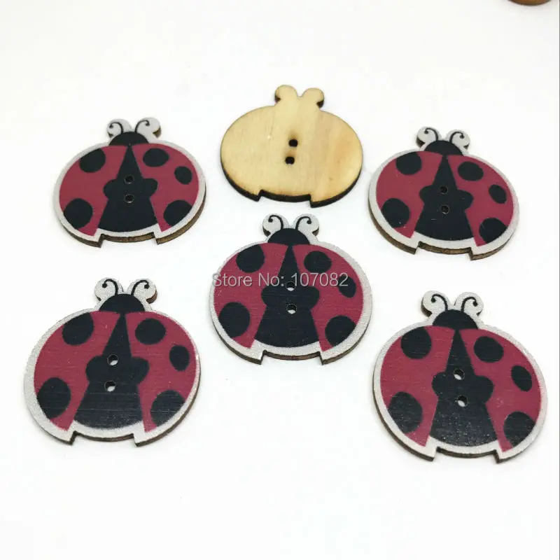 20 шт. деревянные пуговицы с двумя отверстиями 26 х26 мм|ladybird buttons|sewing buttonsbuttons scrapbooking