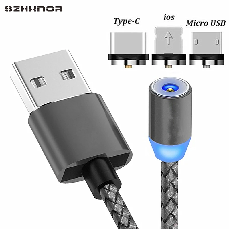Магнитный кабель Micro USB 1 м Type C для iPhone 7 8 x xr xs Samsung S10 S9 Xiaomi redmi note pro зарядное