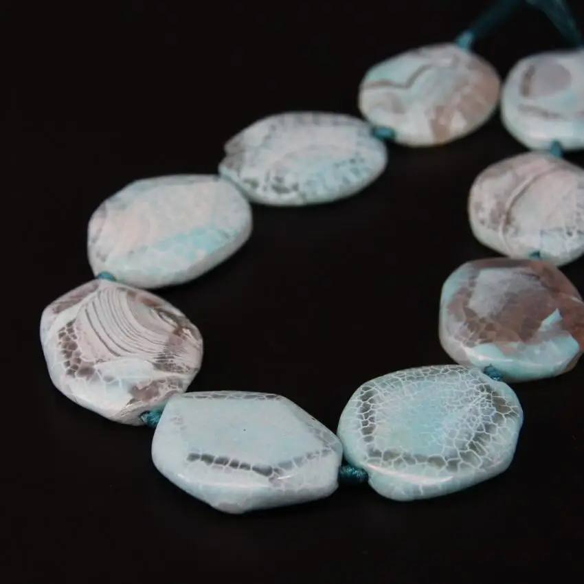 15 5 дюйма/нить светильник голубые натуральные Агаты с венами дракона драпировка