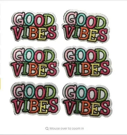 DZ 10 шт./лот новые вышитые нашивки GOOD VIBES термоклейкая нашивка для одежды буквы