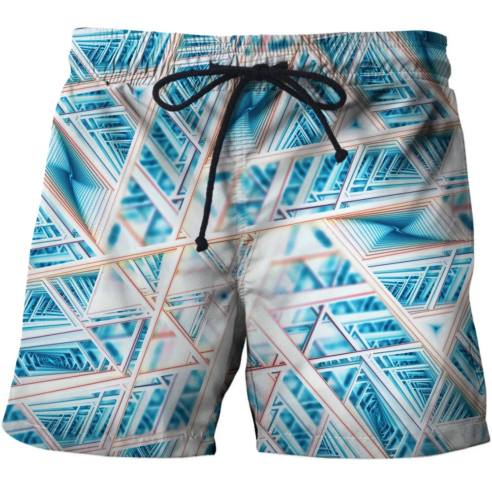 

Blue Geometric 3D Print Summer Surfing Beach Shorts Masculino Men Travel Board Shorts Anime Short Quick Vacation Streetwear