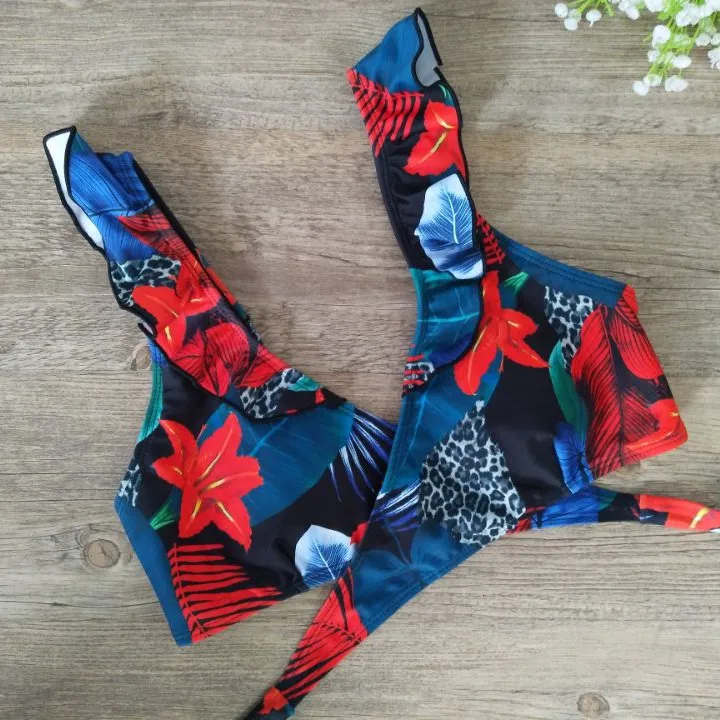 

Summer Women Ladies Leaves Print Bikini Push-Up Hollow Out Sexy Padded Bra Swimsuit Beach Swimwear Bathing Suit