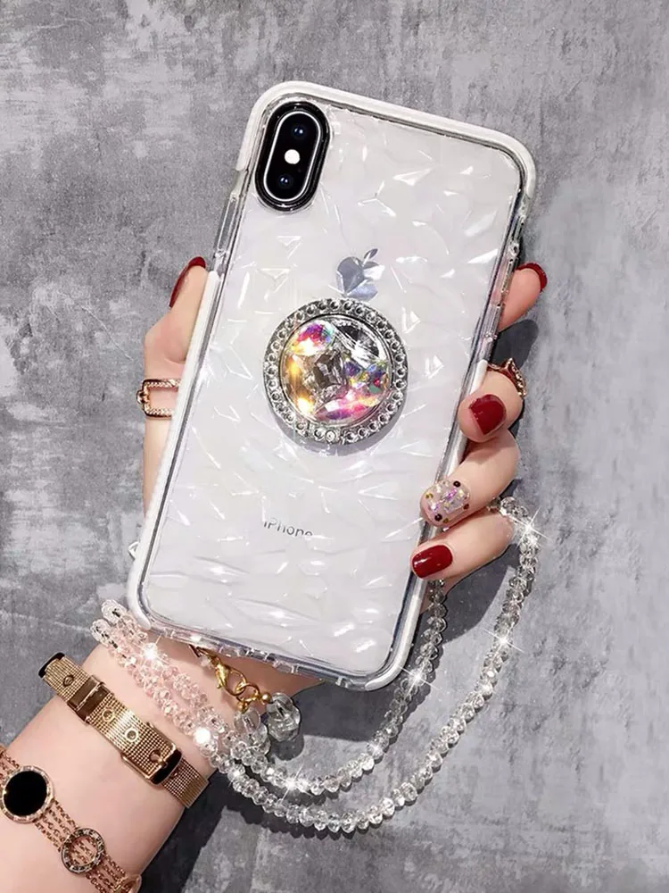 Роскошный держатель с кристаллами для iphone S 6 7 8 plus X XR MAX samsung galaxy S8 9 10plus Note8 capa |