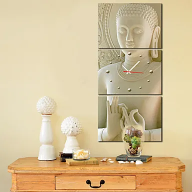 Modern Style Buddha Wall Clock in Canvas Set of 3 | Дом и сад