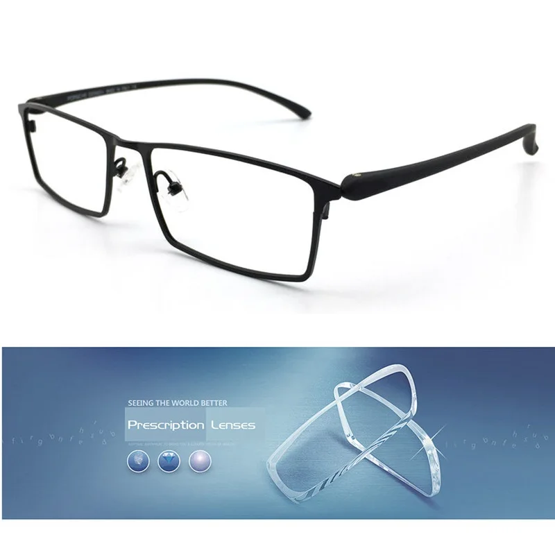 

Cubojue (145mm) (11g) Oversized Titanium Glasses Men progressive Prescription points with 1.56/1.61/1.67index lens for Male